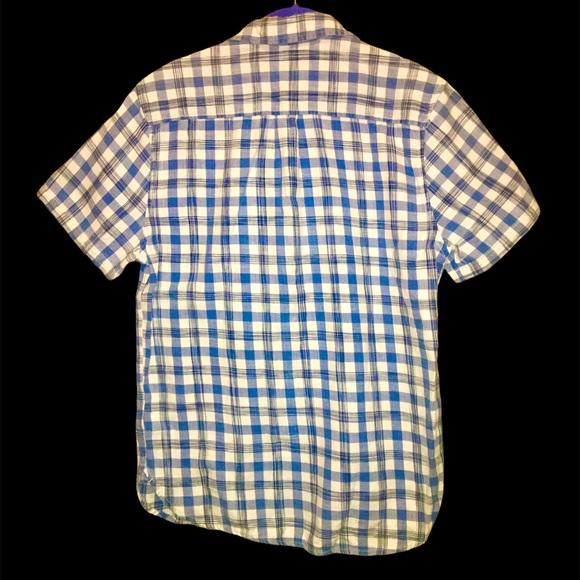 Lucky Brand Blue / White Short Sleeve Casual Button-Up Western Shirt - Picture 3 of 3
